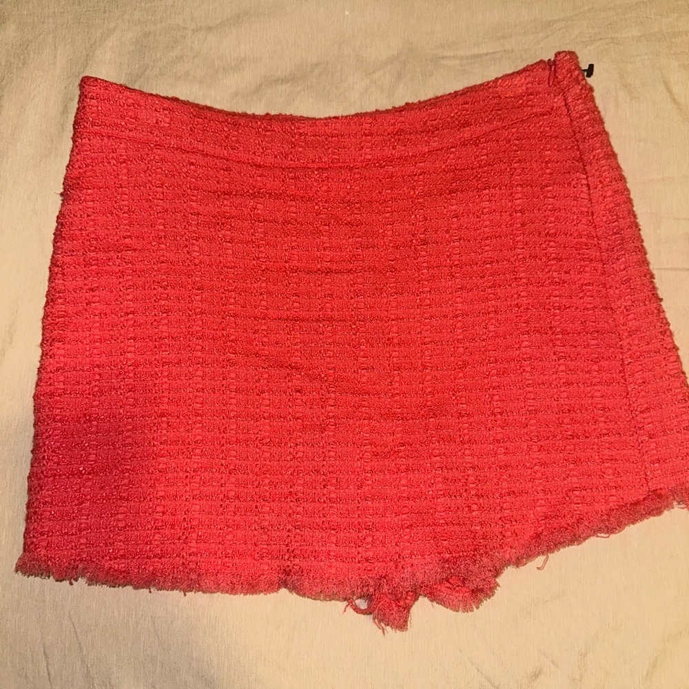Zara Vibrant Red Textured Skorts